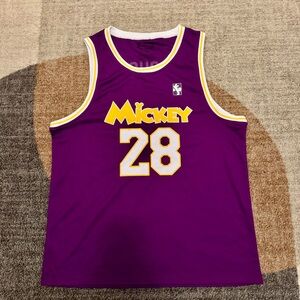 Disney - Mickey Mouse Purple and Yellow Lakers Style Basketball Jersey - XL